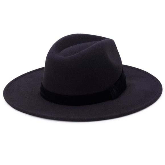 Velvet Banded Panama Hat in Jet Set Black NWT - Picture 2 of 7